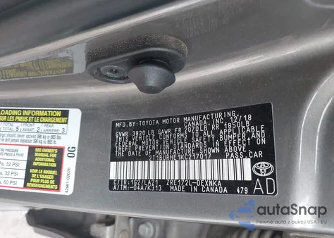 2019 Toyota Corolla Xle from USA, damaged, VIN 2T1BURHE1KC217017